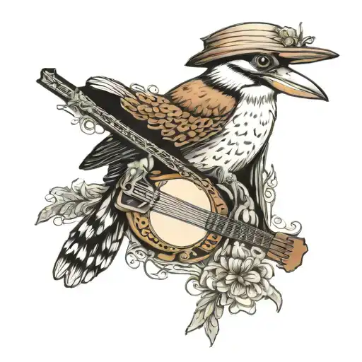 Kookaburra Wearing A Wide Brim Hat Playing The Banjo