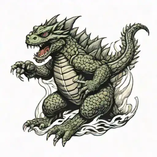 Godzilla Fighting Demons