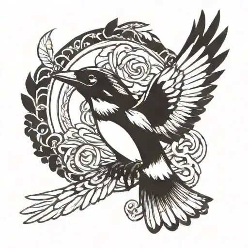 Black And White Flying Magpie