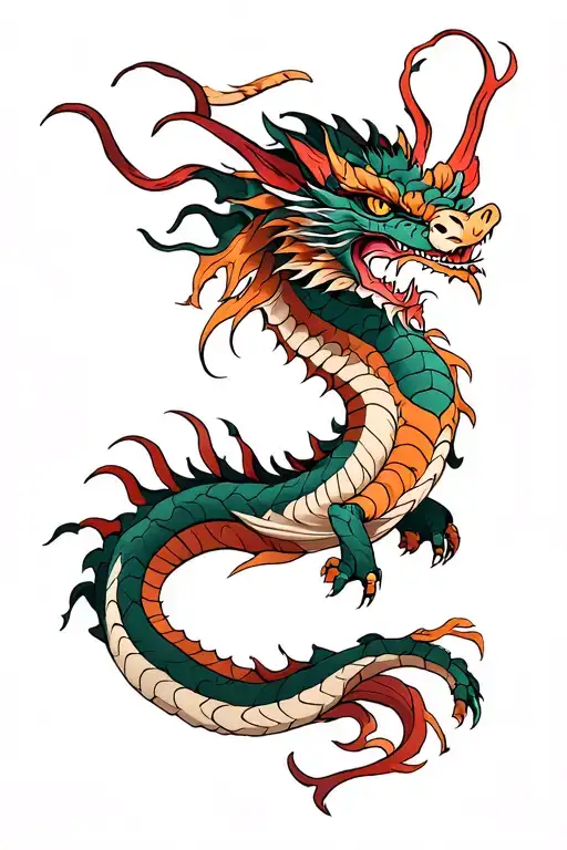 Haku Wood Dragon Tattoo Design Inspired
