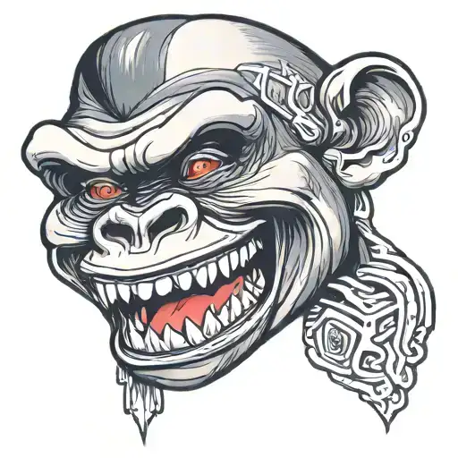 Gorilla With Grillz On Teeth