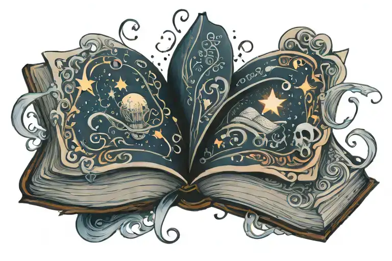 An Open Book With Magic Flowing Out Of It And Words