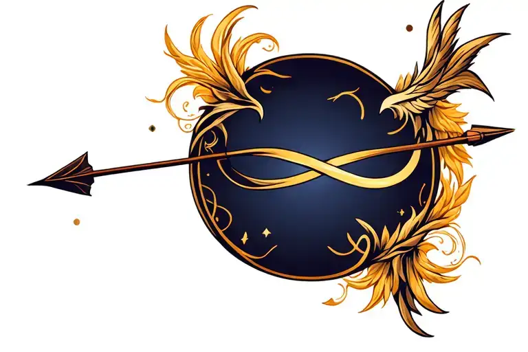 Sagittarius Bow And Arrow With Infinity Symbol As The Center Point