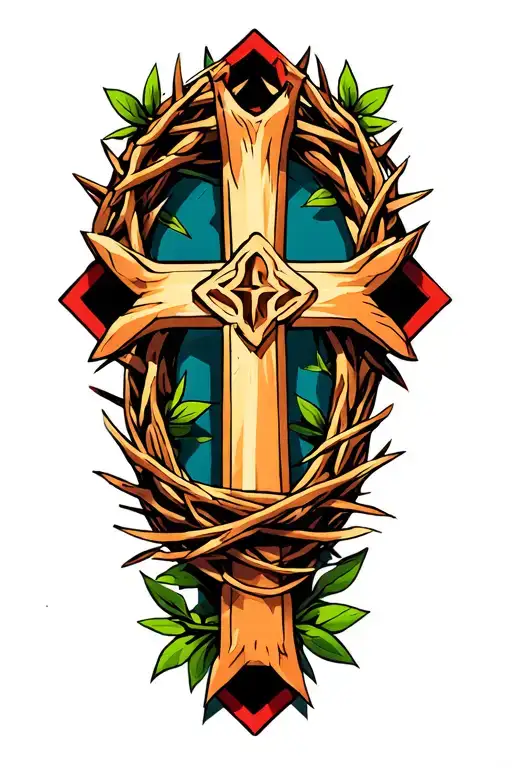 Crown Of Thorns Around Bicep With Cross