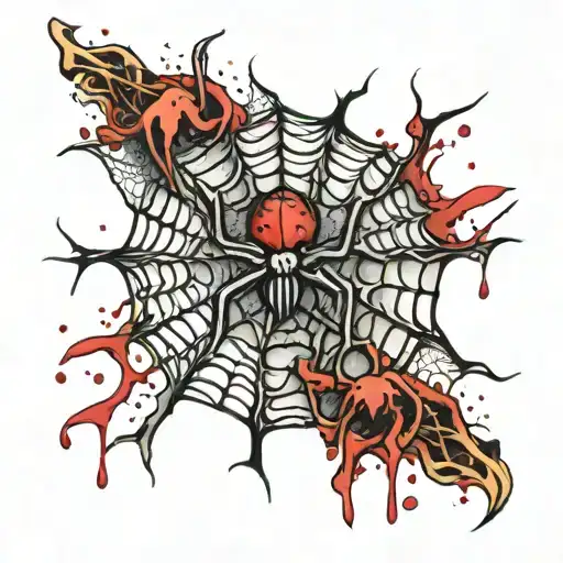 Spider Web With Blood
