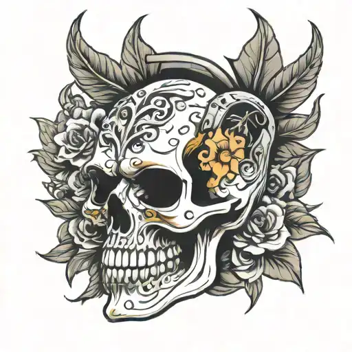 Skull With Mask Holding