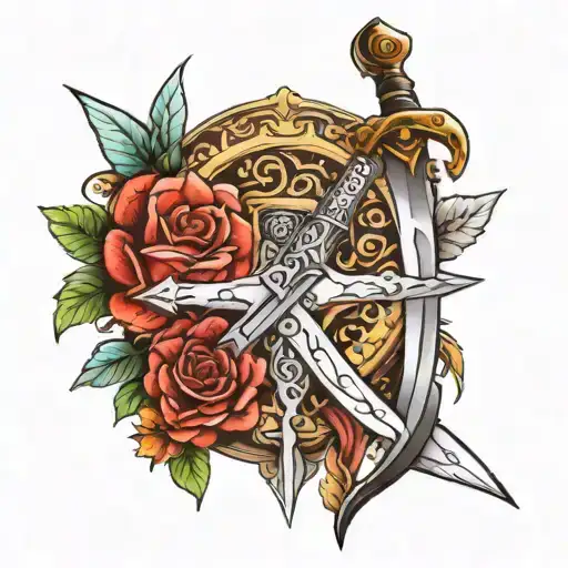 Sword Tattoo Design Incorporating Elements