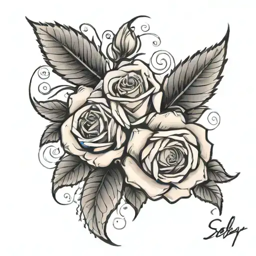 The Name Sebby With Rose Coming Out Of It