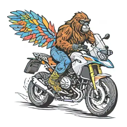 Colorful Bigfoot Riding A Bmw S1000xr Sportbike