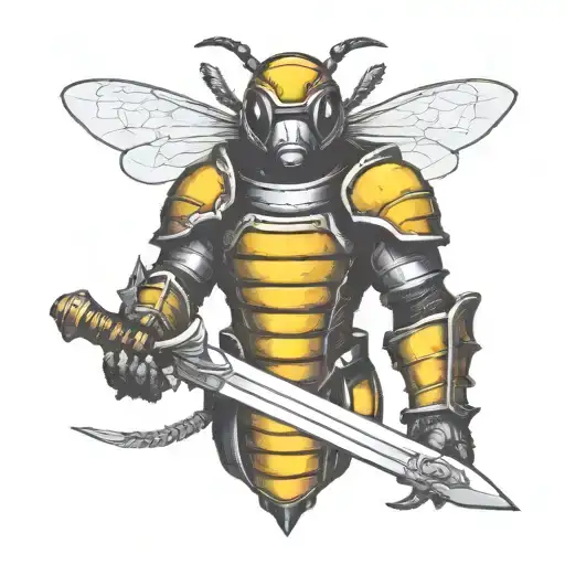 Bee In Armour Holding A Sword