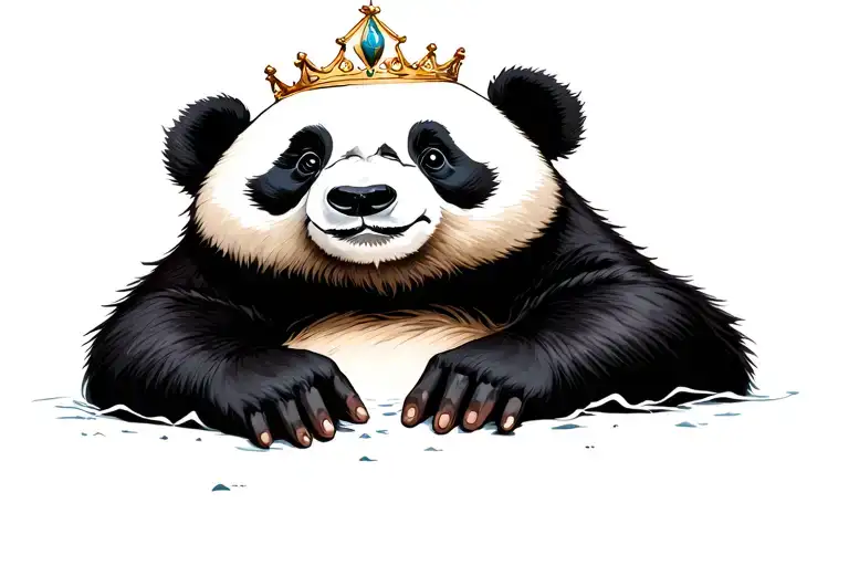 Panda With Crown At The Gates Of Heaven