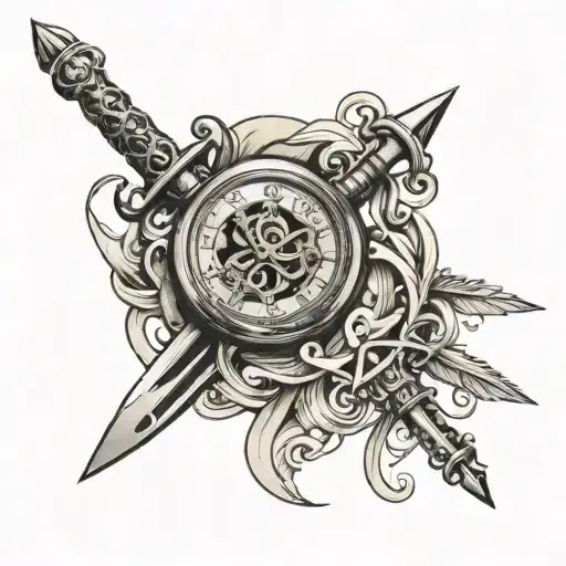A Pocketwatch Pierced By A Sword