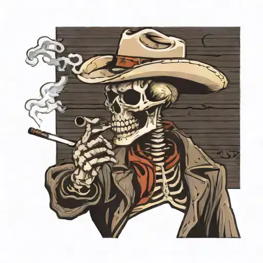 Cowboy Skeleton Smoking A Cigarette Saying Forget Most Remember Some
