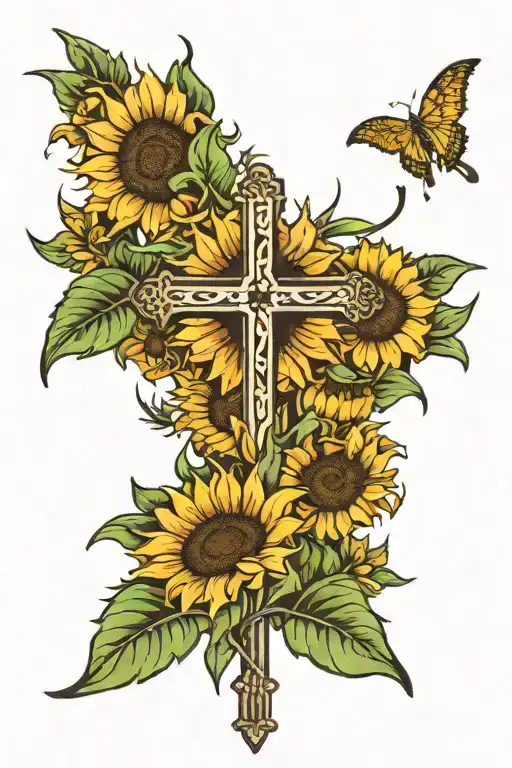 Cross And Sunflower