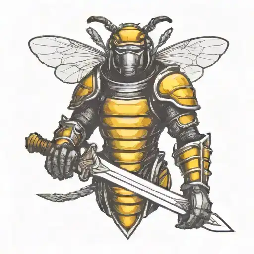 Bee In Armour Holding A Sword