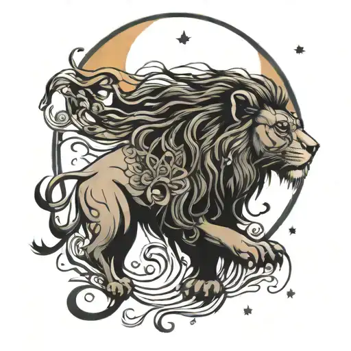 Lion Mystic Moon Hippie