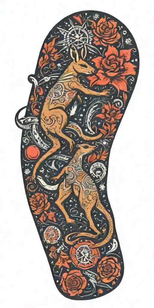 Boxing Kangaroo In Front Of Southern Cross Surrounded