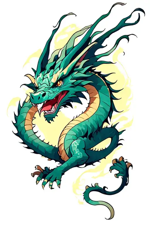 Anime Wood Dragon Flying