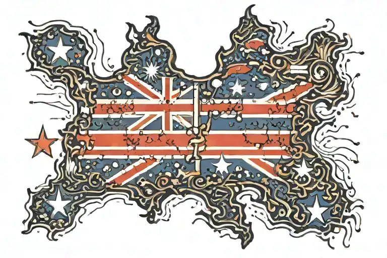 Australian Country Outline Filled With Flag