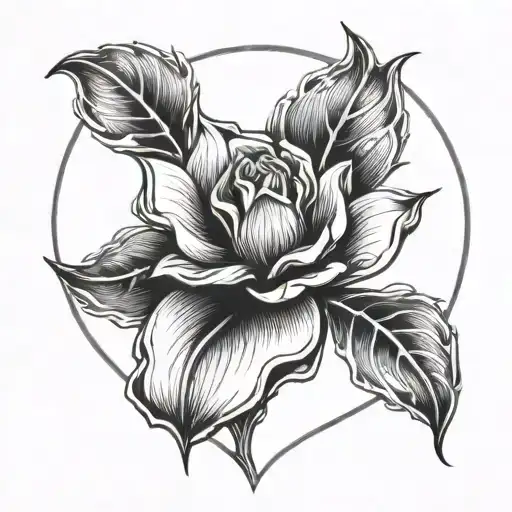 A Black And White Drawing Of A Flower Blossoming From A Tear Drop