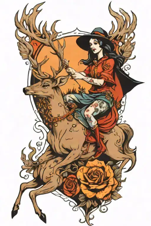 Deer And Witch Riding
