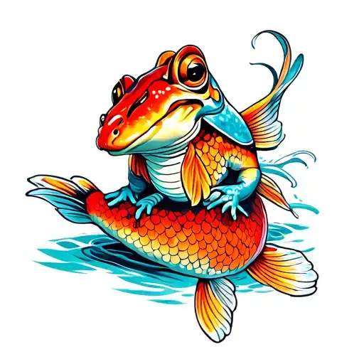 Toad Riding A Koi Fish