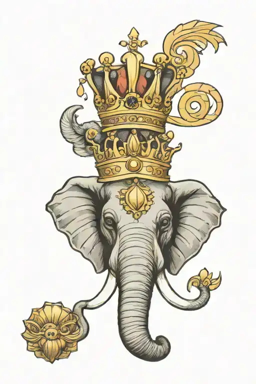 Elephant Head With A Crown And A Shell Friends
