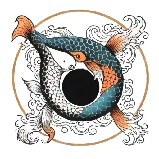 Koi Fish Yin Yang Symbol Intertwined