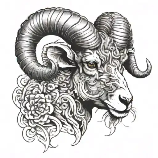 Black Ram Portrait Etch Design