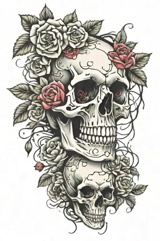 Skull Roses Cherry Blossoms