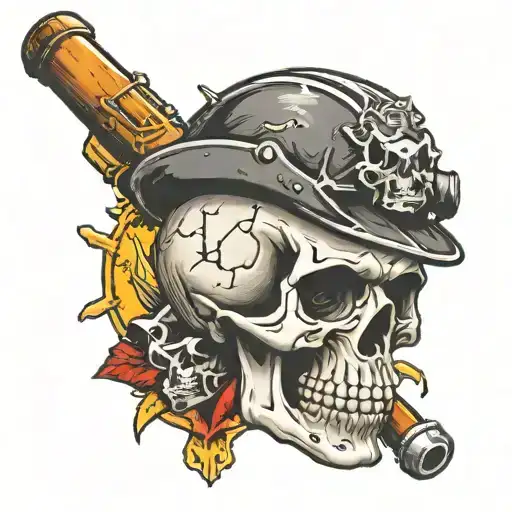 Skull & Crossbones With Hard Hat & Cap Lamp With Drill Bit Cigar