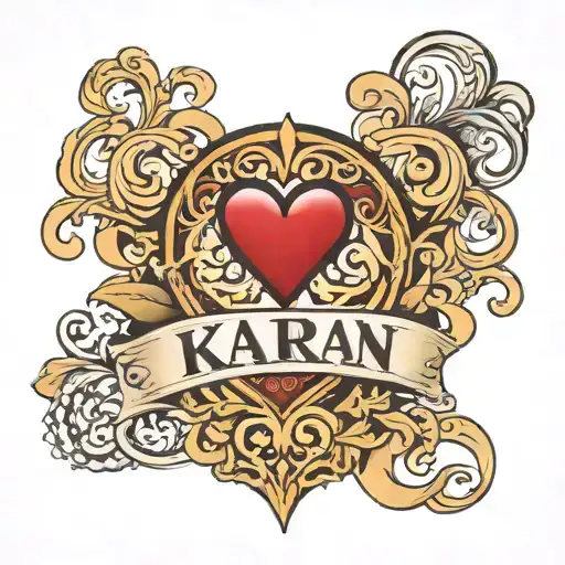 Karan Name Tattoo Design Showcasing Your Love Heart