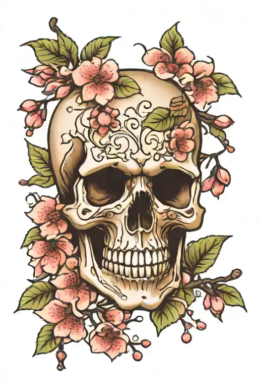 Skull Cherry Blossoms