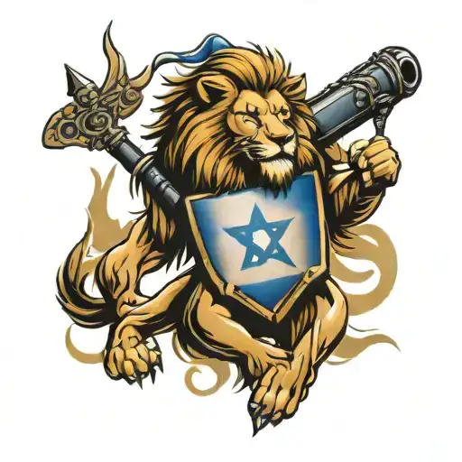 Lion Soldier With Israel Flag