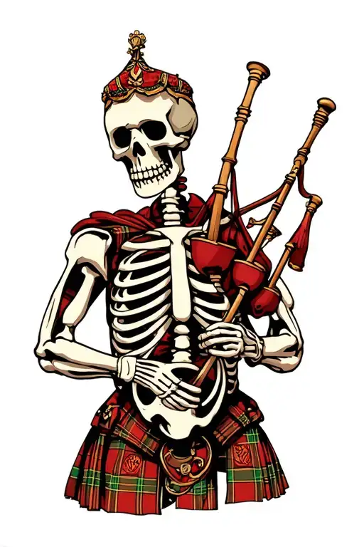Scottish Highlander Skeleton Playing Bagpipes With The Skeleton Being Anatomically Correct