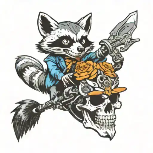 Skull And Racoon Riding