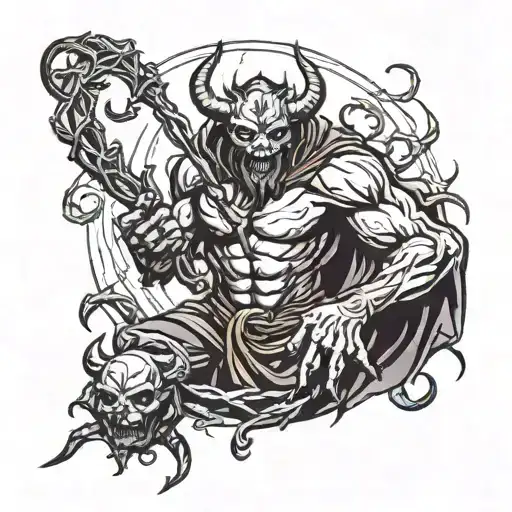 A Demon Holding A Whip Of Thorns