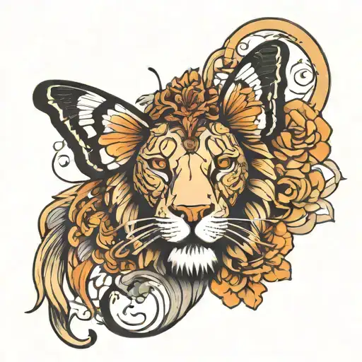 Lion Face In Butterfly Body Shaped Like