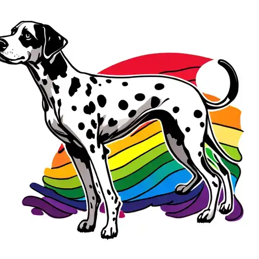 Dalmatian Walking Over A Rainbow