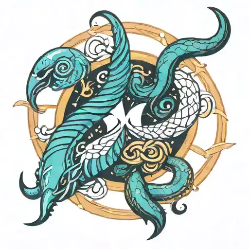 Gemini Cancer Scorpio Aquarius Symbol Intertwined