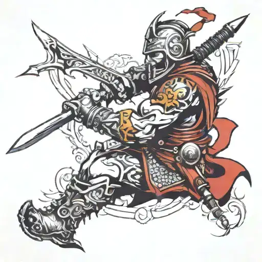 An Aggressive Warrior Tattoo Design