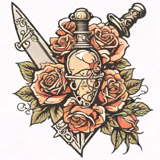 Straightjacket Roses And Dagger Wwith Heart