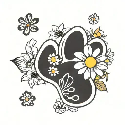 Paw Print With The Name Bella And A Daisy