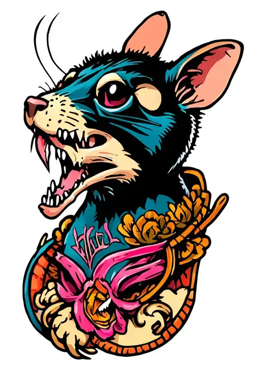 Cartoon Dead Rat With Bright Colors