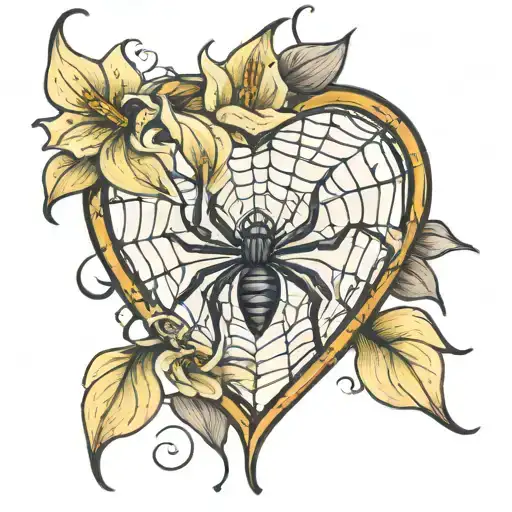 Heart Shaped Spider Web With Calla Lilies Around It