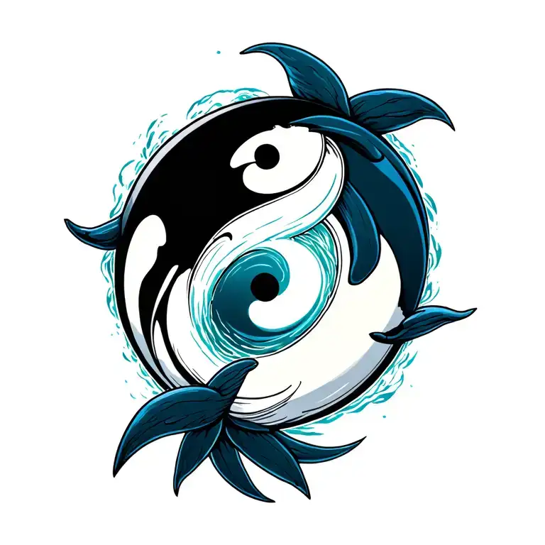 Ying Yang Made With Killer Whale And Great White