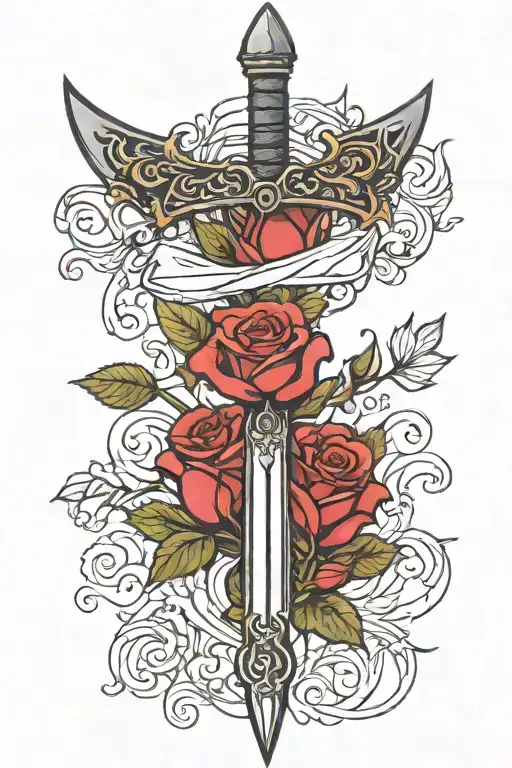 Coverup For Arm Tattoo Of Rose Growing Out Of Sword