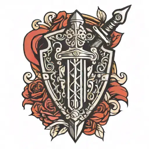 A Dagger With A Shield Behind It