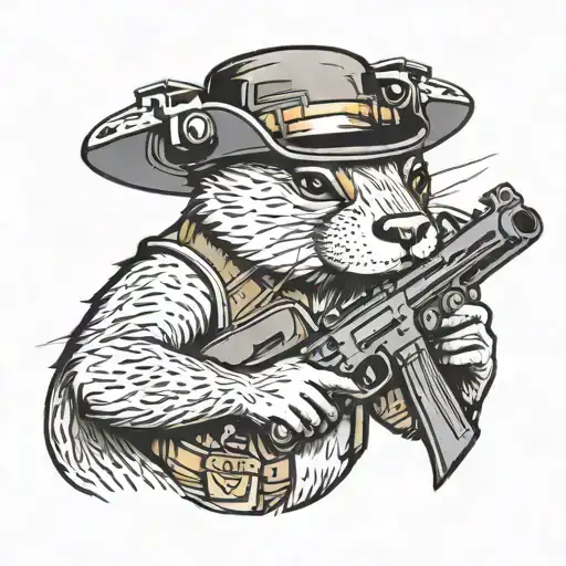 An Otter Wielding A Fully Automatic Machine Gun