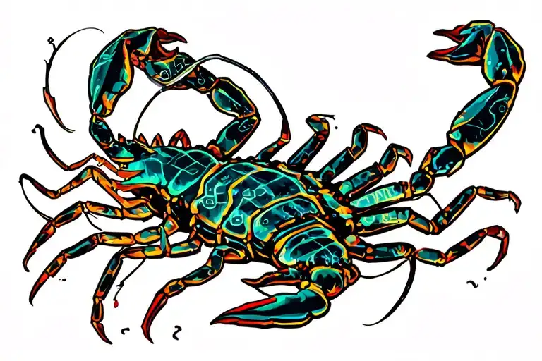 Scorpion And Computer Code Flowing
